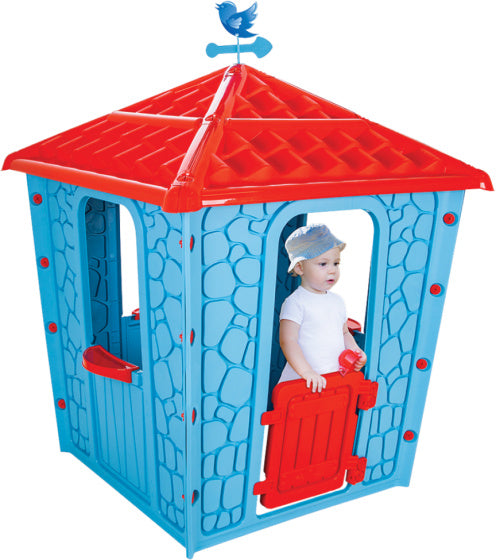 Load image into Gallery viewer, Pilsan Stone Speelhuisje 114 x 114 x 151 cm Blauw Rood

