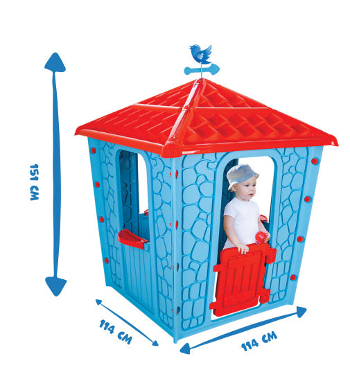 Load image into Gallery viewer, Pilsan Stone Speelhuisje 114 x 114 x 151 cm Blauw Rood
