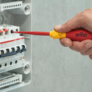 Wiha schroevendraaier met bithouder softfinish electric slimvario (rood geel)