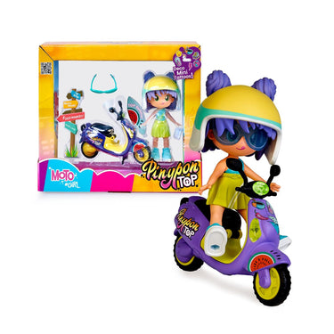 Pinypon top moto girl 11cm met deco mini tattoos