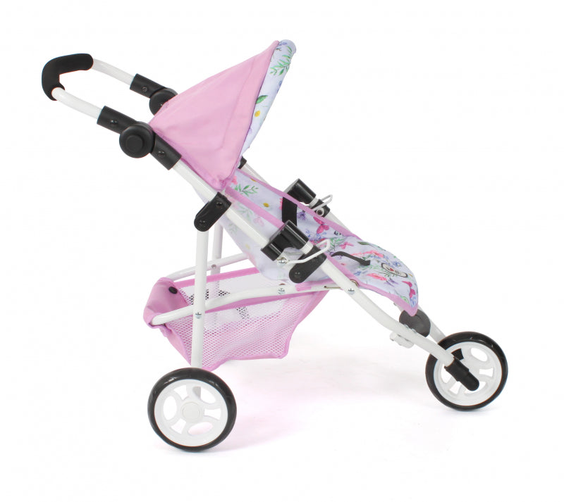 Load image into Gallery viewer, Bayer chic poppenbuggy jogging lola (bloemen wit roze)
