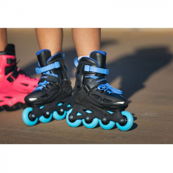 Load image into Gallery viewer, Powerslide One Stargaze inlineskates 85A zwart blauw maat 29 32
