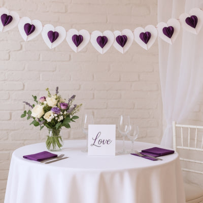 Load image into Gallery viewer, Slinger heart papier wit paars 4 m | 24 stuks
