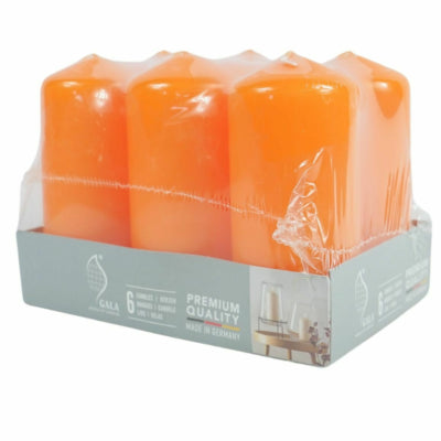 Gala stompkaarsen oranje 5,8 x 12,5 cm 6 stuks | 4 stuks