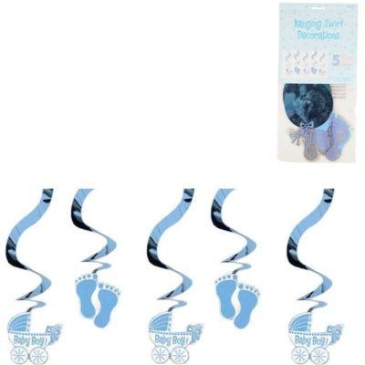 Load image into Gallery viewer, Amscan spiraal hanger baby boy folie 61 cm set van 5 | 24 stuks
