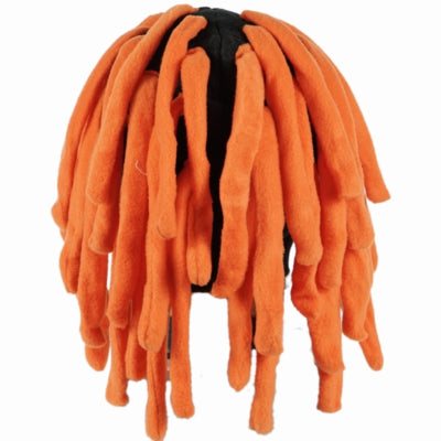 Zwarte muts met oranje haren 40 cm | 12 stuks