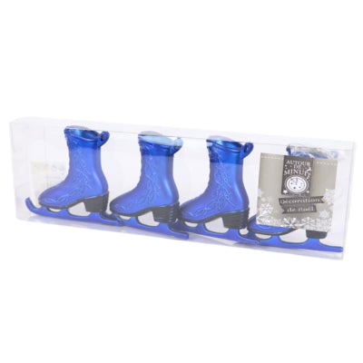 Kersthanger schaats blauw 7,5 cm set van 4 | 48 stuks