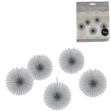 Amscan decoratieve waaiers zilverkleurig 15 cm set van 5 | 24 stuks