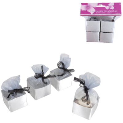 Load image into Gallery viewer, Cadeauverpakking ballotin satijn zilverkleurig set van 4 | 24 stuks
