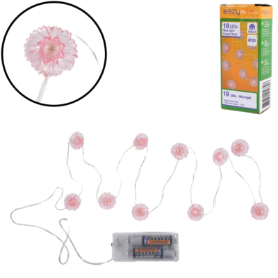 Load image into Gallery viewer, Lichtketting roze bloemen led op batterij 120 cm | 25 stuks
