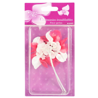 Load image into Gallery viewer, Decoratiebloem met parels roze 13 cm set van 6 | 24 stuks
