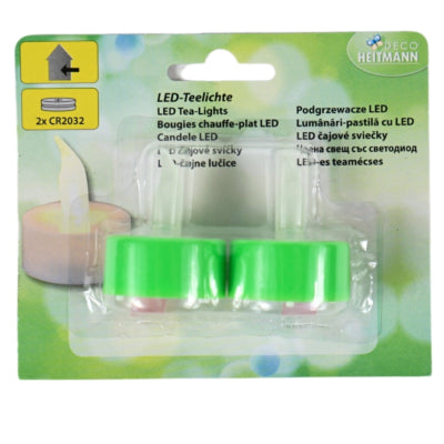Load image into Gallery viewer, Deco heitmann led theelicht op batterij groen 4,5 cm 2 stuks | 20 stuks

