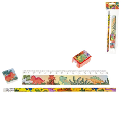 Load image into Gallery viewer, Schrijfset dinosaurus 19 cm set van 4 | 24 stuks

