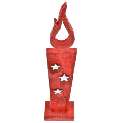 Load image into Gallery viewer, Beeld kaars led op batterij hout rood 36 cm | 12 stuks

