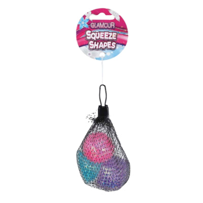 Glamour squishy anti stress bal 4 cm assorti set van 3 | 12 stuks