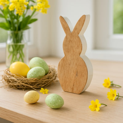 Load image into Gallery viewer, Figuur haas hout wit 18 cm | 24 stuks
