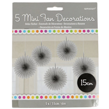 Amscan decoratieve waaiers zilverkleurig 15 cm set van 5 | 24 stuks