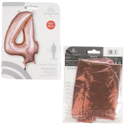 Load image into Gallery viewer, Amscan folie ballon cijfer 4 rosé goudkleurig 66 cm | 40 stuks

