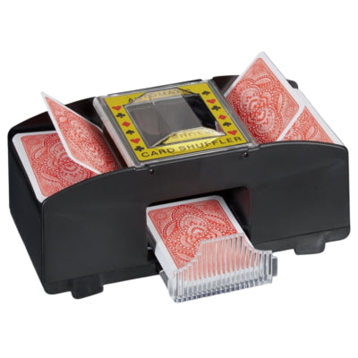 Load image into Gallery viewer, Relaxdays kaartenschudmachine op batterij zwart 2 decks | 6 stuks
