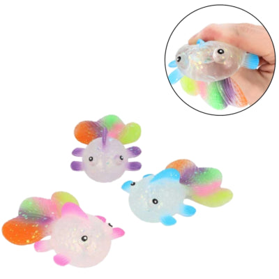(r) knijpbal squeeze fish regenboog 12 cm 6 assorti | 24 stuks