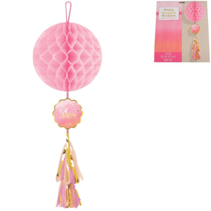 Amscan honeycomb oh baby! roze 75 cm | 12 stuks