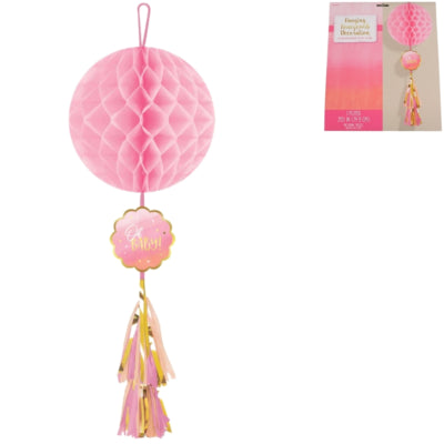 Load image into Gallery viewer, Amscan honeycomb oh baby! roze 75 cm | 12 stuks

