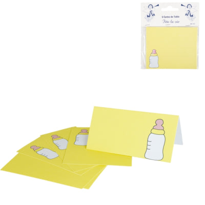 Load image into Gallery viewer, Tafelkaartjes babyfles geel 10 cm 6 stuks | 24 stuks
