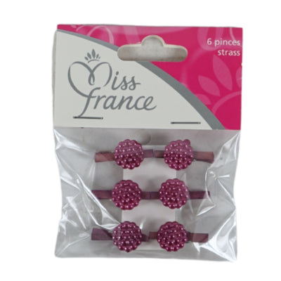 Load image into Gallery viewer, Miss france decoratie bloem op clip paars 2,5 cm set van 6 | 24 stuks
