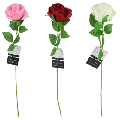 Kunstbloem roos 52 cm 3 assorti | 48 stuks