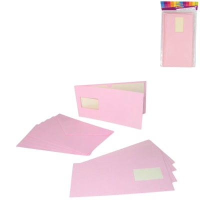 Load image into Gallery viewer, Uitnodigingskaarten en enveloppen roze 5 stuks | 48 stuks
