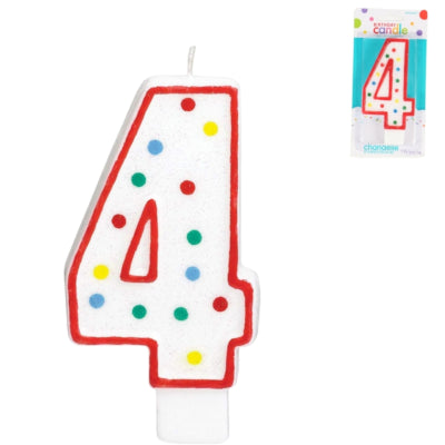 Load image into Gallery viewer, Amscan taartkaars cijfer 4 wit 13 cm | 24 stuks
