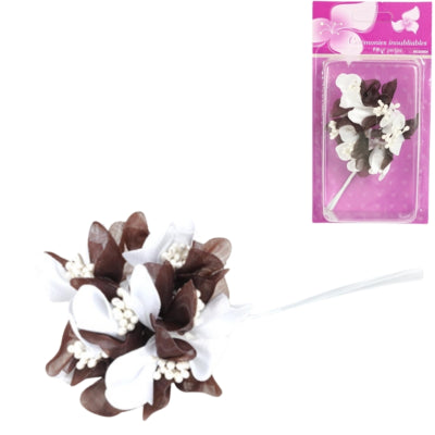 Load image into Gallery viewer, Decoratiebloem met parels bruin 13 cm set van 6 | 24 stuks
