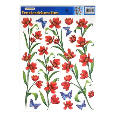 Raamsticker bloemen 42 cm 4 assorti | 50 stuks