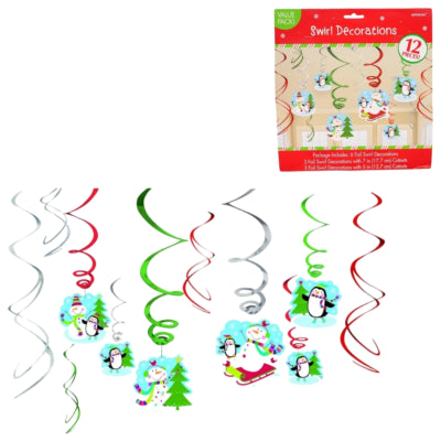 Load image into Gallery viewer, Amscan spiraal hanger winter sneeuwpop 61 cm set van 12 | 24 stuks
