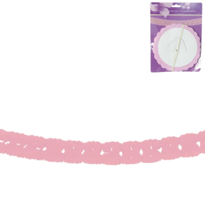 Slinger rond papier roze 3 m | 24 stuks