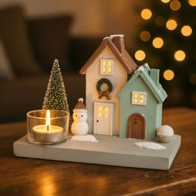 Load image into Gallery viewer, Theelichthouder huis kerst 16 cm 3 assorti b-keus | 16 stuks
