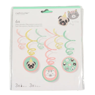 Amscan hello pets spiraal hanger hond kat 80 cm set van 6 | 20 stuks