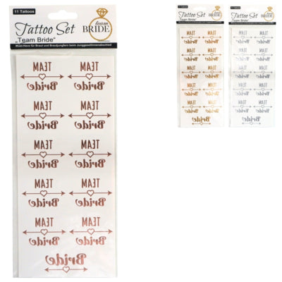 Afbeelding laden in galerijviewer, Tattoo set team bride 18 cm 3 assorti set van 11 | 24 stuks
