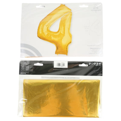 Load image into Gallery viewer, Amscan folie ballon jumbo cijfer 4 goudkleurig 137 cm | 36 stuks
