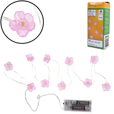 Load image into Gallery viewer, Lichtketting bloemen roze led op batterij 120 cm | 25 stuks
