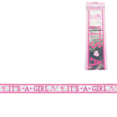 Load image into Gallery viewer, Amscan folie banner it s a girl 7,62 m | 36 stuks
