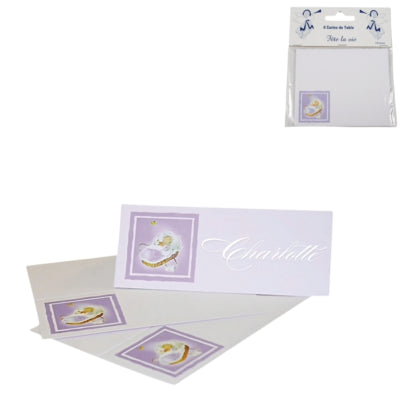 Load image into Gallery viewer, Tafelkaartjes baby wiegje lila 10 cm 6 stuks | 24 stuks
