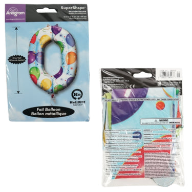 Amscan folie ballon cijfer 0 geschikt voor helium 88 cm | 40 stuks
