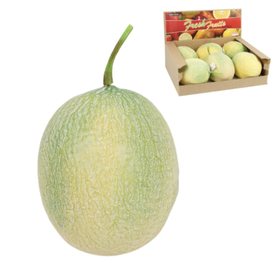 Afbeelding laden in galerijviewer, Decoratie fruit meloen geel groen 15 cm | 6 stuks
