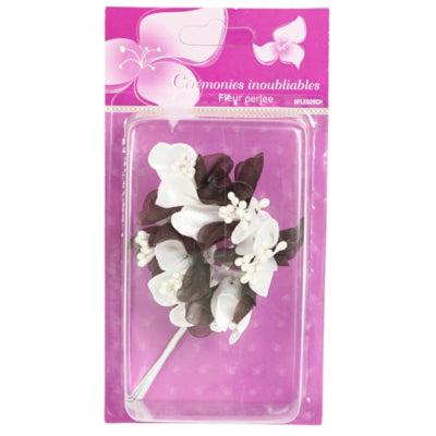 Load image into Gallery viewer, Decoratiebloem met parels bruin 13 cm set van 6 | 24 stuks
