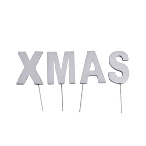 Abi decoratie kerst letterstekers xmas zilverkleurig 5 cm | 24 stuks