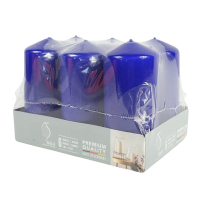 Gala stompkaarsen blauw 5,8 x 12,5 cm 6 stuks | 4 stuks