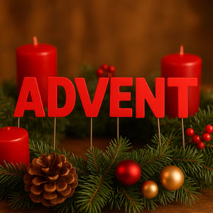 Abi decoratie kerst letterstekers advent rood 5 cm | 24 stuks