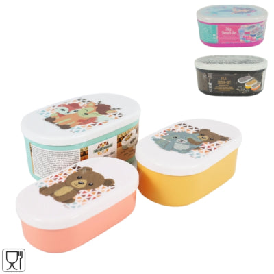 Lunchbox kids ovaal 3 assorti set van 3 | 10 stuks