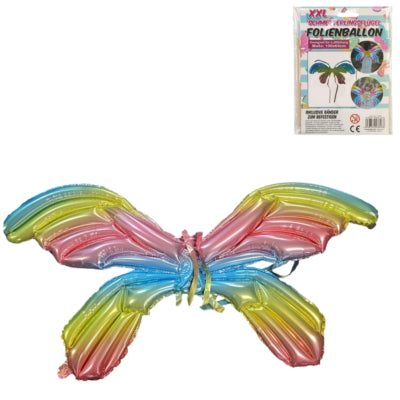 Afbeelding laden in galerijviewer, Folieballon vlinder vleugels regenboog 100 cm | 24 stuks
